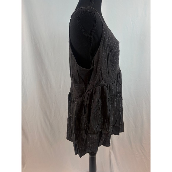 Black Silver Pinstripe Peplum Camisole V-Neck Tank Top Sleeveless Size 2X - Picture 7 of 8